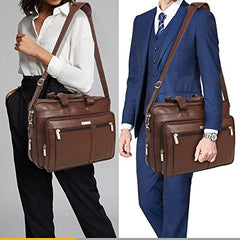 Zipline Laptop bags for men office use | Synthetic Leather laptop bag for Man women, 15.6" compatible Laptop, Macbook, Macbook Pro Messenger Bags for Men & Women (1-Brown Bag)