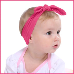 SYGA 3 Pcs Baby Headband Cotton Bow Stretchable Hairband for Newborn Infant Toddlers Kids 0-3 Year- Dotted Blue