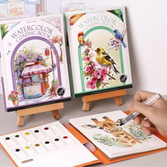 CRAFTMATE The Explorer Watercolor Painting Book | DIY Paint with Water Kit for Kids, Teens & Adults | 16 Pre-Sketched Landscape & Travel Designs with Paint Palette & Water Brush Pen | Travel-Friendly Watercolour Art Book