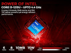 SKULLSAINTS Helix Core Series, Onboard LPDDR5, Dual NVMe PCIe SSD, USB 3.2, USB-C 10Gbps/4K, 2.5Gbps LAN, Wi-Fi 6, BT 5.2, 4K Triple Display Mini PC (i3-1215U, 12+512, Win 11 Pro)