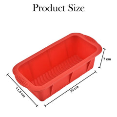 MOMISY Silicone Bread & Loaf Pan Mould | Fruit Cake, Pastry Making Pan | Baking Mould Rectangle (Red)