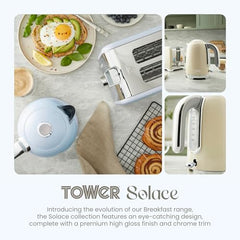 Tower Electric Kettle 1.7L Metal Body Auto Shut-Off 360° Base Blue | 1.7L capacity, 1350W rapid boil, full metal body, auto shut-off and boil-dry protection, 360-degree swivel power base