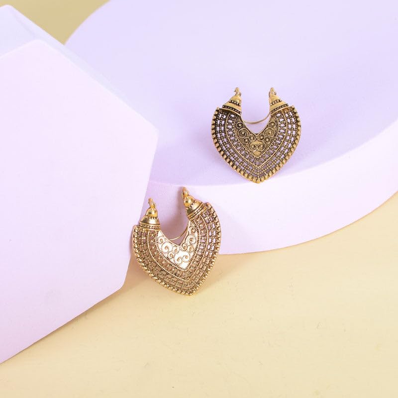 SYGA Women's Open Heart Earrings, Hollow Alloy, Vintage Style Dangles(Gold)