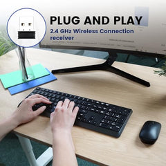 Perixx PERIDUO-716, Wireless Standard Keyboard and Optical Mouse Combo Set - Black