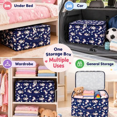 Storite 2 Pack Nylon Wardrobe Bag Underbed Cloth Storage Organizer | Moisture Proof Storage Bag, Storage box for Clothes Saree Bags, Zippered Closure & Handle - Magenta,37x34x23 cm