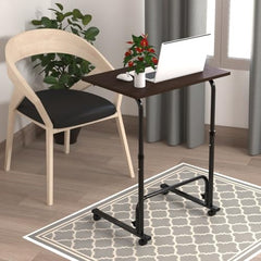 TABLE MAGIC- BADE Multipurpose Laptop Table Mat Finish - Adjustable, Foldable, Portable, Engineered Wood Top with Footrest, Top Size 60 * 45cm (Beige- Wenge)