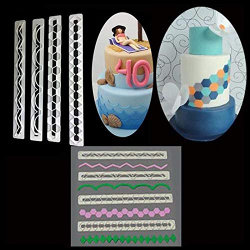 SYGA 4pcs / Set Geometry Wave Sugar Craft Plastic Fondant Cutter Cake Mould Cake Decoration