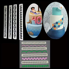 SYGA 4pcs / Set Geometry Wave Sugar Craft Plastic Fondant Cutter Cake Mould Cake Decoration