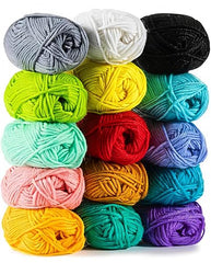 TOYSFAST (Pack of 15 Wools) Wool Balls Random Colors - Perfect for Mini Knitting and Crochet Project Hand Knitting Art Craft Soft Fingering Crochet Hook Yarn, Needle Knitting Woolen Thread(X265)