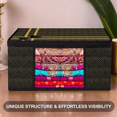 Kuber Industries Clothes Organizer For Wardrobe (Pack of 3 Each) 2-in-1 Combo Storage Organizer For Saree and Blouse - Dress Organizer For Wardrobe - Saree Covers With Zip (Maroon)