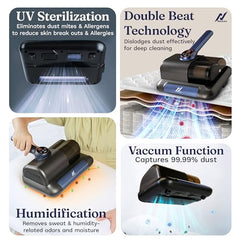 NexLev Mattress, Sofa & Carpet Vacuum Cleaner|For Dust Mites, Allergens & Pet Hair|4 Step Cleansing with Double Beat, UV Light, Dehumidification & Vacuum|HEPA captures 99.99% Dust|MR-01| 600 W| Beige