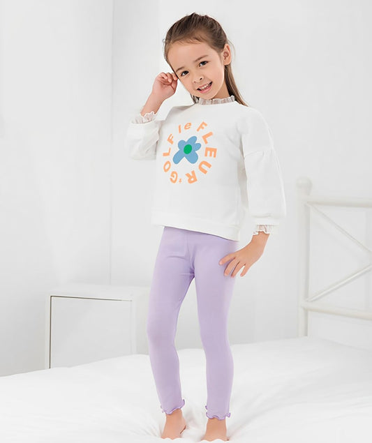 SYGA Girls Leggings Model Comfortable Everyday Wear for Girls Suitable Age 11-12 Years Old(Purple)