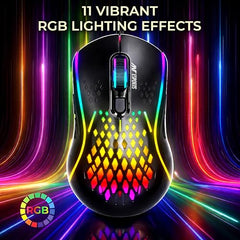 Ant Esports GM320 RGB Wired Gaming Mouse, 12800 DPI Optical Sensor, 8 Programmable Buttons with Rapid Fire, Ergonomic Design, RGB Lighting, Braided Cable, USB Gaming Mouse for PC, Laptop (Black)