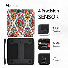Lifelong Bloom LLWS54 Body Weighing Scale (Indian Cultural Series - Rajasthan Rural)|Digital Weight Machine for Body Weight|Thick Tempered Glass with LCD Display|Bathroom Weighing Scale (Multicolor)