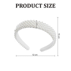 Women's Polyester Pearl Beaded Wide Party Headwear, Wedding Hair Hoop, Elegant Hairband, White