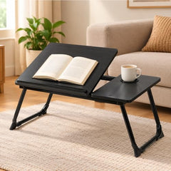 HOMERO Adjustable & Foldable Laptop Bed Table with Cup Holder -Brown