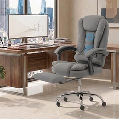 Casa Haus Italia Premium Leatherette Office Chair for Work | Boss Chair, Ergonomic Executive, Luxurious Cushioned Arms & Seat, 2 Point Back Massager, Heavy Duty Metal Base (Burgundy)