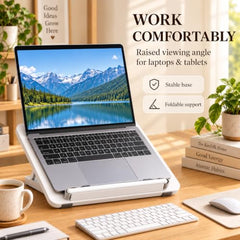 Sunchhaya Acrylic Book Stand for Reading – Clear Adjustable Book Holder with 360° Rotating Base, Foldable Reading Stand for Desk, Cookbook, Tablet & Laptop Stand, Height & Angle Adjustable (R22H)