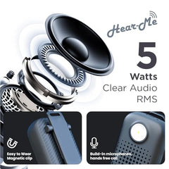 CUBETEK Hear-ME Wearable Bluetooth V5.4 Clip-Speaker with 5 Watts Sound, IPX7 Water/Dust Resistant, Torch, Built in Mic for Calling Function