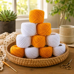 Crochet Cotton Thread Yarn Combo, 10 Rolls for Knitting, Crochet, Embroidery and Craft Making, Soft Decorative Thread for Handmade DIY Projects, Yellow & Green