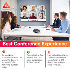 Audio Array Wireless Conference Microphone with Speaker | Bluetooth, USB & 4 Mics | 360° Pickup Upto 4M | Noise Reduction & Enhanced Voice | Portable Speakerphone for Video Calls/Zoom Meeting | AM-W45