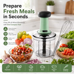 KITCHENOL Food Chopper 900ml, 4 Blade Steel Large Manual Hand-Press Vegetable Chopper Mixer Cutter to Cut Onion, Salad, Tomato, Potato 1000ml (Pack of 1) (dori Chopper)