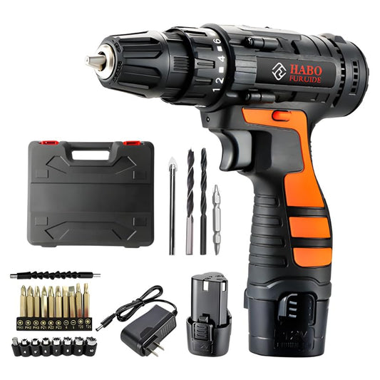 SYGA 12V single speed Power Tool Sets with Cordless Drill Machine, Electric Power Drill Kit Set Home Tools Kit with Hand Tool Kits for Home&Office (Black)