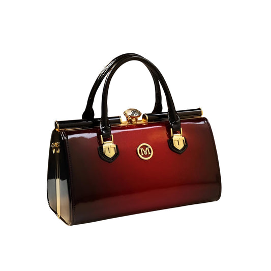 SYGA Women's Elegant Patent Leather Handbag | Rhinestone Clip Shoulder & Messenger Bag | Luxury Glossy Finish Purse