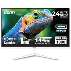 Foxin 24 Inch FHD Flat LED Monitor 1920x1080 Pixel Elite Series | Flat Panel, HDMI & VGA Port, 100Hz Refresh Rate, Frameless, Slim Bezel, Wall Mountable, 16.7 M Colors | 3 Years Warranty | White
