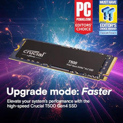 Crucial® T500 2TB PCIe Gen4 NVMe M.2 SSD with heatsink | PCIe Gen4 NVMe M.2 SSD with 4TB capacity and cloning software for gaming, content creation and multitasking