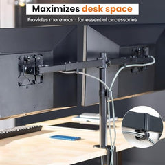 Dyazo Single Monitor Desk Mount Stand | Height Adjustable Fully Articulating Arm for 13–32 Inch Screens | VESA 75×75/100×100 Compatible | Tilt & Rotate Monitor Holder with C-Clamp/Grommet Base (Black)
