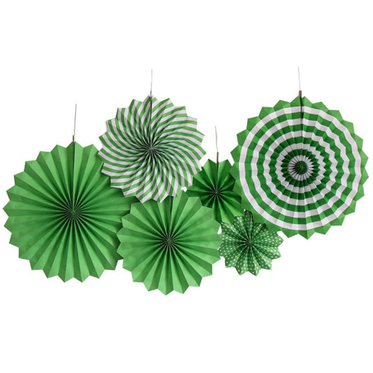 SYGA 6 Pieces of Paper Flower Fan Decoration Background Wall DIY Paper Fan Flower Ball Set(Green)