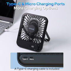 UN1QUE Slim Portable Desk Fan, 0-100 Speeds Adjustable Mini Fan, Rechargable Fan with Fragrance Function, Long Battery-life Personal Fan for Home Outdoor, An Aromatherapy Tablet Included