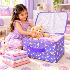 Storite 2 Pack Nylon Wardrobe Bag Underbed Cloth Storage Organizer | Moisture Proof Storage Bag, Storage box for Clothes Saree Bags, Zippered Closure & Handle - Magenta,37x34x23 cm