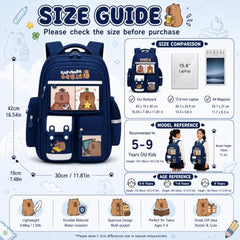 TS WITH TECHSUN College Laptop Backpack for Women & Teens with Zipper Pouch | School Bag for Girls 13-14 Years | 18 Inch Book Backpack | Travel School Bag, Tuition, Coaching (CAPYBARA - BROWN)
