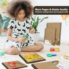 Lakeer Kraft Sketchbook - A4 Size, 250 GSM-25 Sheets, for Sketching, Drawing, Painting, etc - Landscape