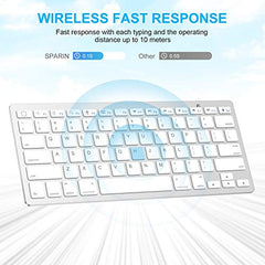 SPARIN Bluetooth Wireless Keyboard and Mouse Combo for iPad 13 and Above (Silver White)