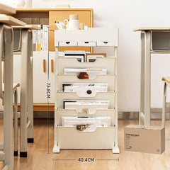 SYGA Removable Multifunctional Book Storage Rack Shelf Living Room Layered Plastic Sundries Storage One Generation(Offwhite)