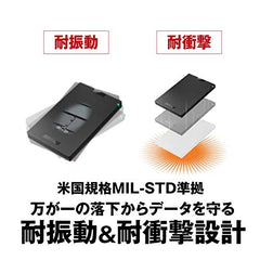BUFFALO SSD-PG1.9U3-B/NL USB 3.1Gen1 Portable SSD, 1.9 TB, Made in Japan, PS5/PS4 (Manufacturer's Operation Confirmed), Shock Resistant, Connector Protection Mechanism
