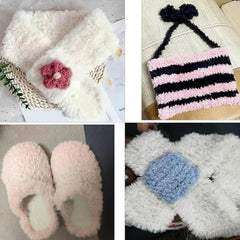Crochet Soft Fluffy Fur Yarn Pink Chunky Polyester Plush Fur Eyelash