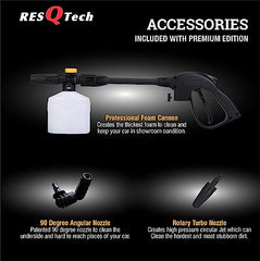 ResQTech Pw-107 1900 Watt 150 Bar High Pressure Washer for Car,Bike and Home - 2 Year Warranty - Foam Cannon - 90 Degree Nozzle - Rotary Turbo Nozzle - 7 M Hose Pipe/10 M Power Cord - Copper Winding