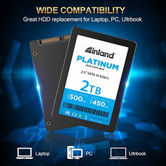 INLAND Platinum 2TB SSD TLC 3D NAND SATA III 6Gb/s 2.5 Inch Internal Solid State Drive, Upgrade Desktop PC or Laptop Memory and Storage