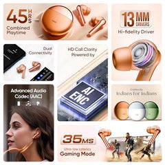 Mivi DuoPods B4 Ear Buds Wireless, 50H Playtime, ENC, 13mm, Bluetooth 5.1