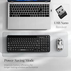Zebronics Keypad X3 Wireless Keyboard, 102 Keys, 12 Multimedia Keys, 2.4GHz + BT, UV Coated Keycaps, Mobile & Tablet Holder, ₹ Rupee Key, Retractable Stand, USB Nano Receiver (Midnight Black)