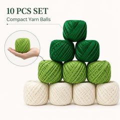 Crochet Cotton Thread Yarn Combo, 10 Rolls for Knitting, Crochet, Embroidery and Craft Making, Soft Decorative Thread for Handmade DIY Projects, Yellow & Green