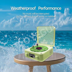 Aureo Vintage Bluetooth Speaker | The Waves Portable Player with Adjustable Lighting & Clock for Bedroom, Party, and Home (Blue)