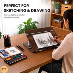 Premium Foldable Laptop Table with Adjustable Angle for Home, Study & Office Use (White, 15x21, Wooden)