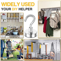 DIYMAG Magnetic Hooks 15pcs 30lbs Cruise Essentials 2026 Magnet Hook | Neodymium Heavy Duty Strong Magnets Hanging Ship Cabins Refrigerator Fridge Classroom Beach Vacation Kitchen Grills Home Tool