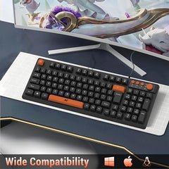 Ant Master 05 Wired USB Keyboard - Full-Size 104 Keys with Numeric Pad | Membrane Silent Typing, 1.3m Cable, Plug & Play | Ergonomic Office & Home Keyboard for PC, Laptop, Mac & Linux – Black