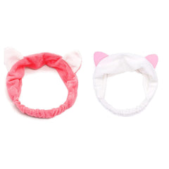 MOMISY Elastic Women's Lovely Hair Band Wash Face Spa Headband-Washable Facial Band Makeup Wrap Headbands Fits All Head Sizes (Red White-White Pink)-Set of 2